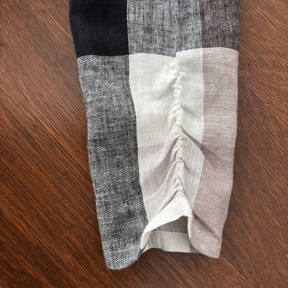 Soft Surroundings Plaid Check Linen Blend Button Up Shirt Back Zip Lagenlook M - Picture 15 of 15